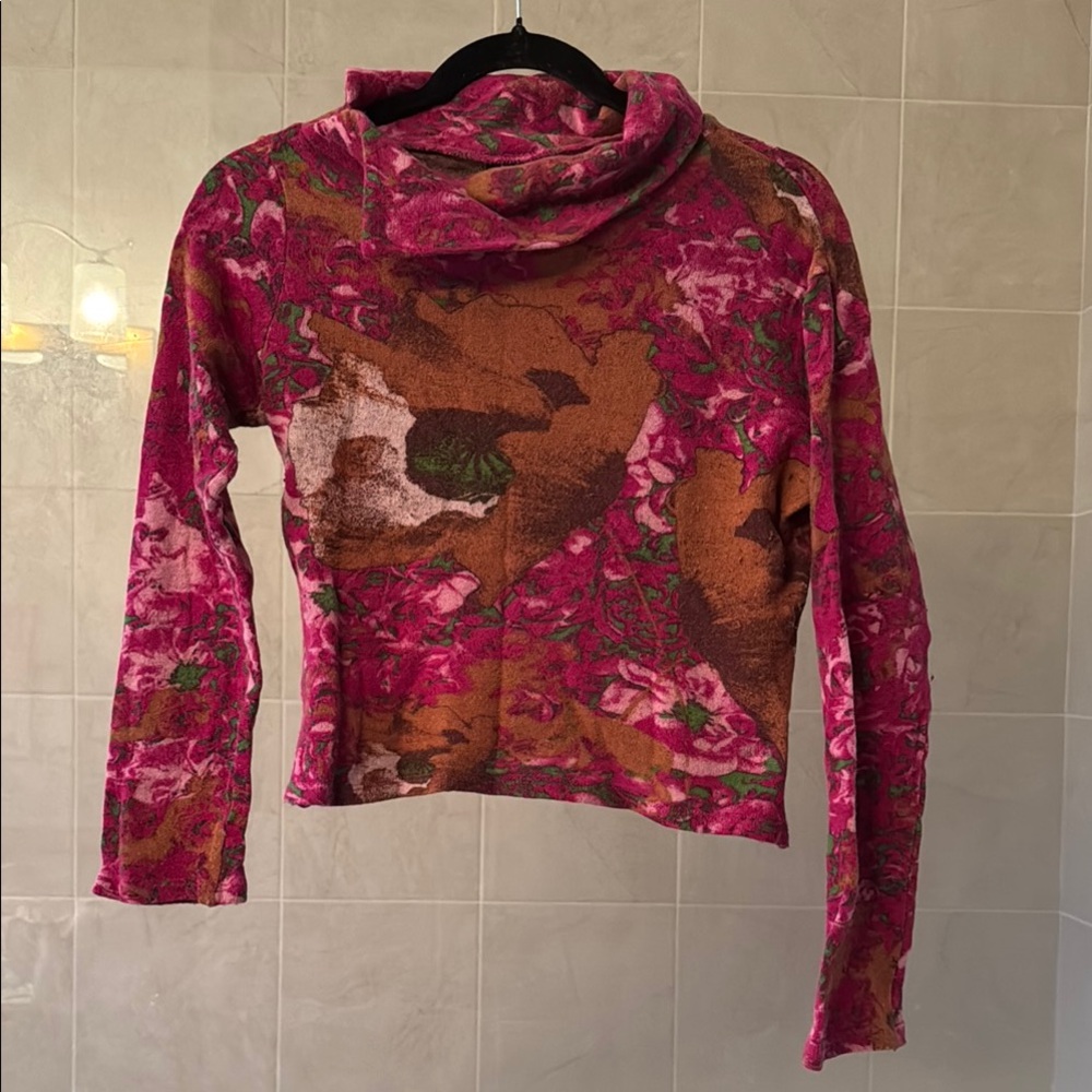 VERSACE Floral Pink and Brown Women's Sweater